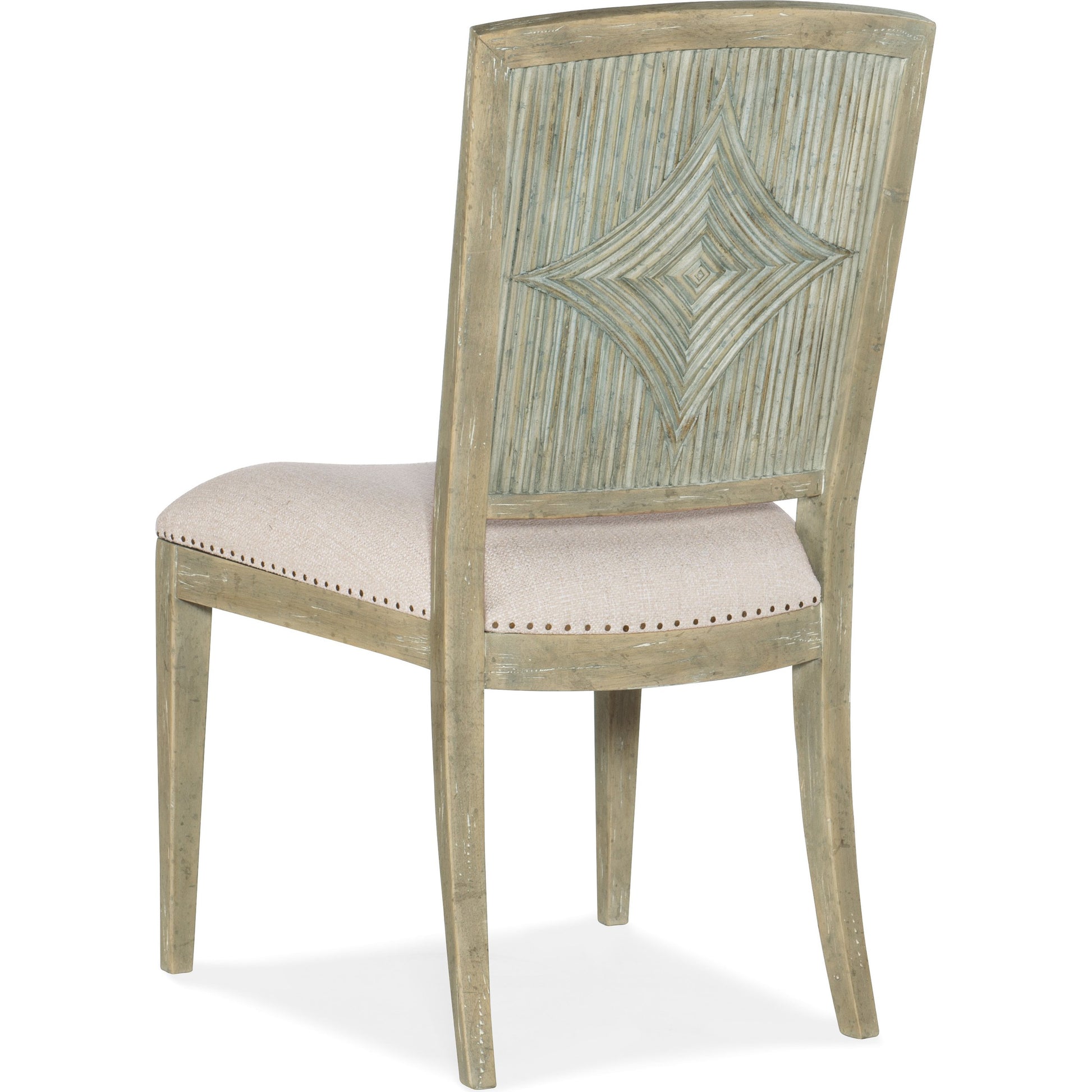 Surfrider Carved Back Side Chair (Set of 2) by Hooker Furniture in beige and driftwood, zuri cream. Made from fabric, foam, resin, nailheads in a traditional style.