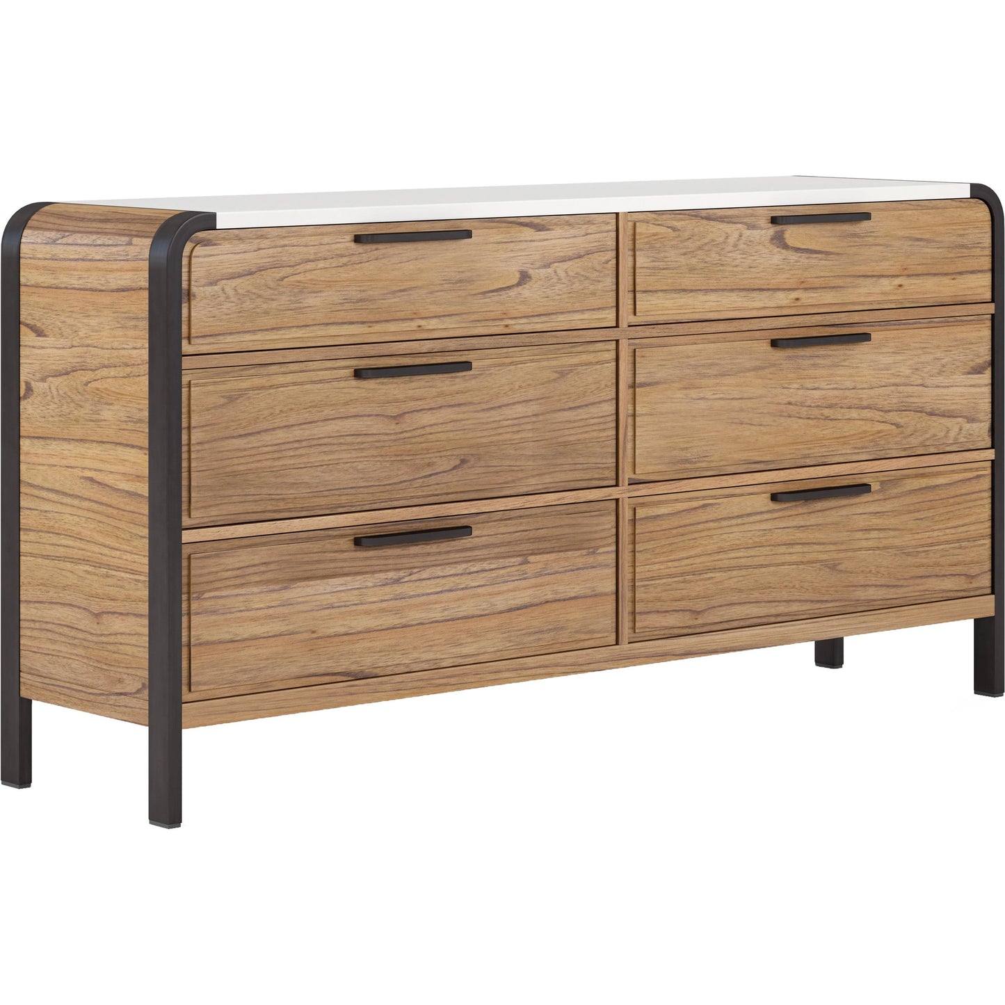 001 SI-2065173 | Additional Silo | Portico Metal Leg Dresser by A.R.T. Furniture in sienna, white plaster. Made from parawood solids, mindi veneers, steel in a modern style.