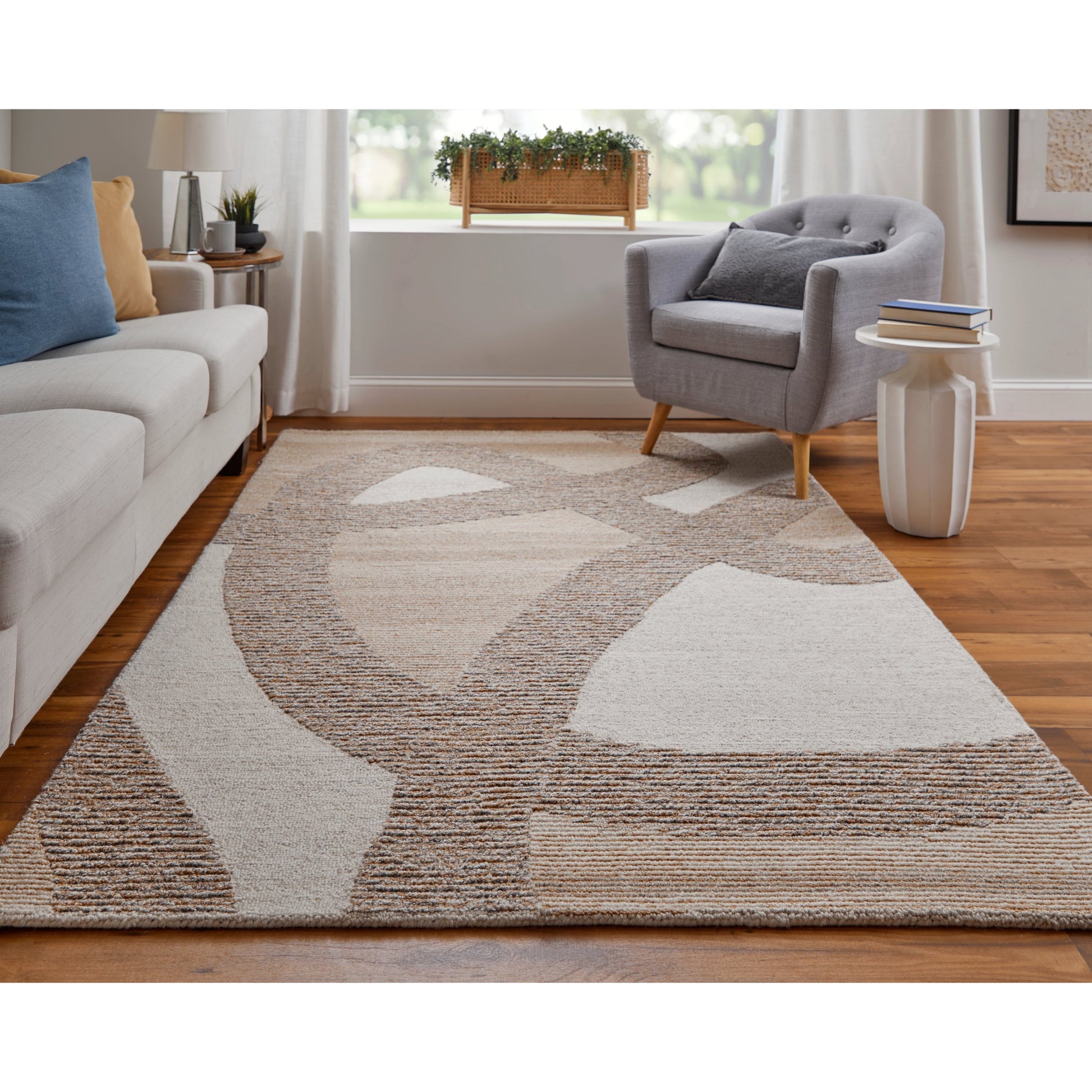 Pollock Rug - 8952F by Feizy in brown, tan, ivory. Made from wool, nylon in a unique style.