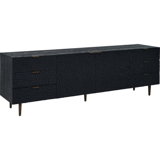 Breu Sideboard by Moe's Home Collection in black. Made from solid oak, oak veneer over plywood, antique-gold iron handles in a transitional style.