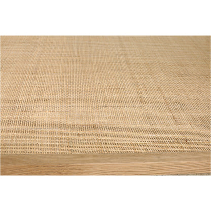Harrington Coffee Table by Moe's Home Collection in natural. Made from solid oak frame, tempered glass top, natural cane shelf in a cottage & farmhouse style.