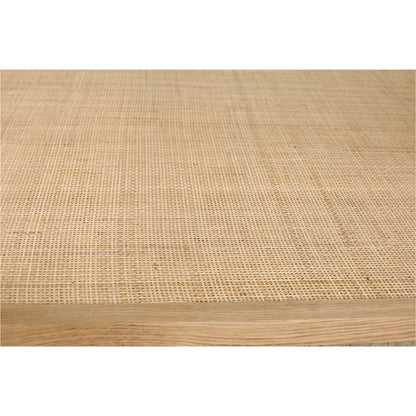 Harrington Coffee Table by Moe's Home Collection in natural. Made from solid oak frame, tempered glass top, natural cane shelf in a cottage & farmhouse style.