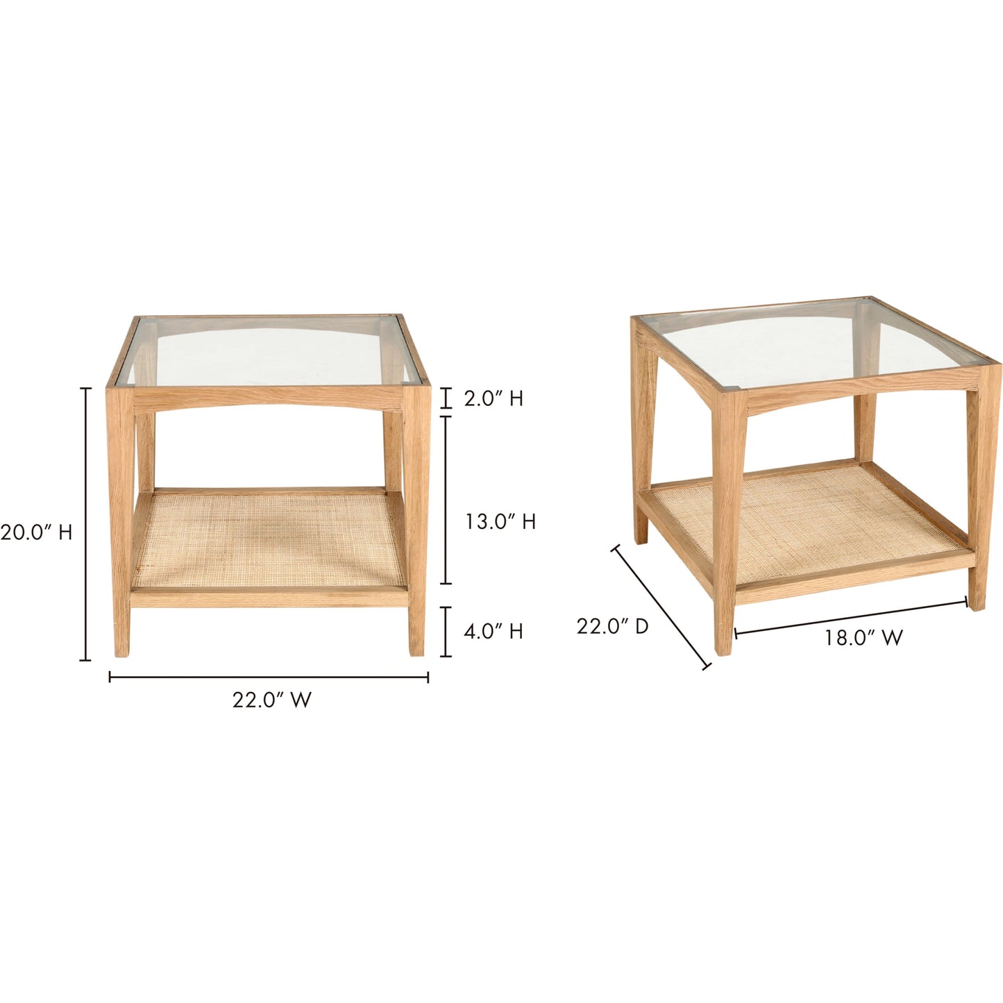 004 SI-1771700 | Additional Silo | Harrington Side Table by Moe's Home Collection in natural. Made from solid oak frame, tempered glass top, natural antique shelf in a coastal style.