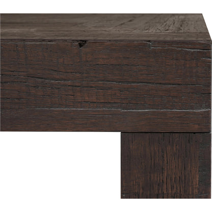 Evander Square Coffee Table by Moe's Home Collection in rustic brown. Made from solid reclaimed oak, plywood support in a modern style.