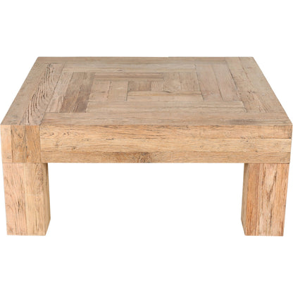 Evander Table Aged Oak by Moe's Home Collection in natural. Made from solid reclaimed oak frame, oak veneer over plywood in a rustic style.