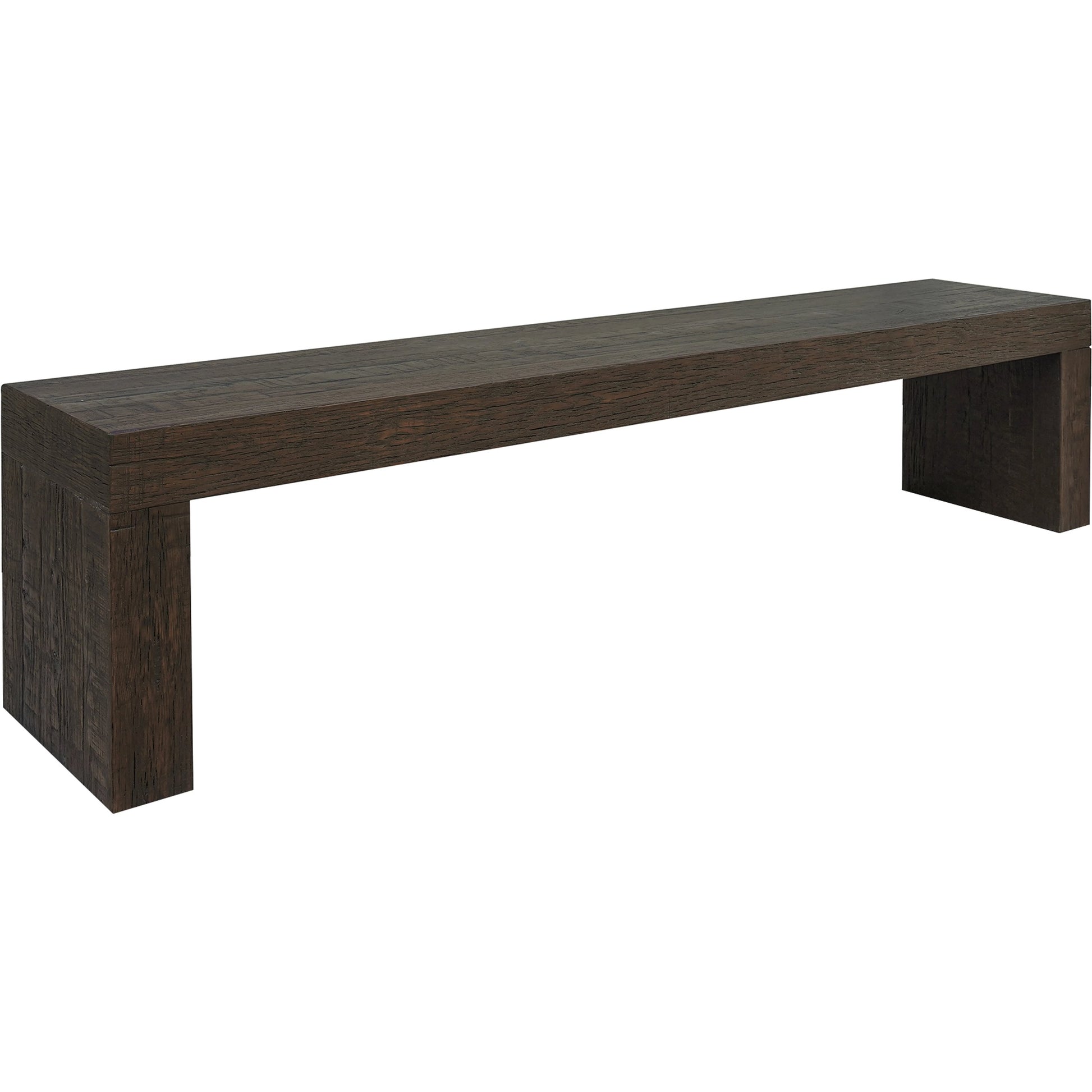 Evander Dining Bench by Moe's Home Collection in rustic brown. Made from solid reclaimed oak, plywood support in a modern style.