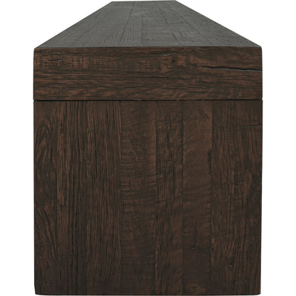 Evander Dining Bench by Moe's Home Collection in rustic brown. Made from solid reclaimed oak, plywood support in a modern style.