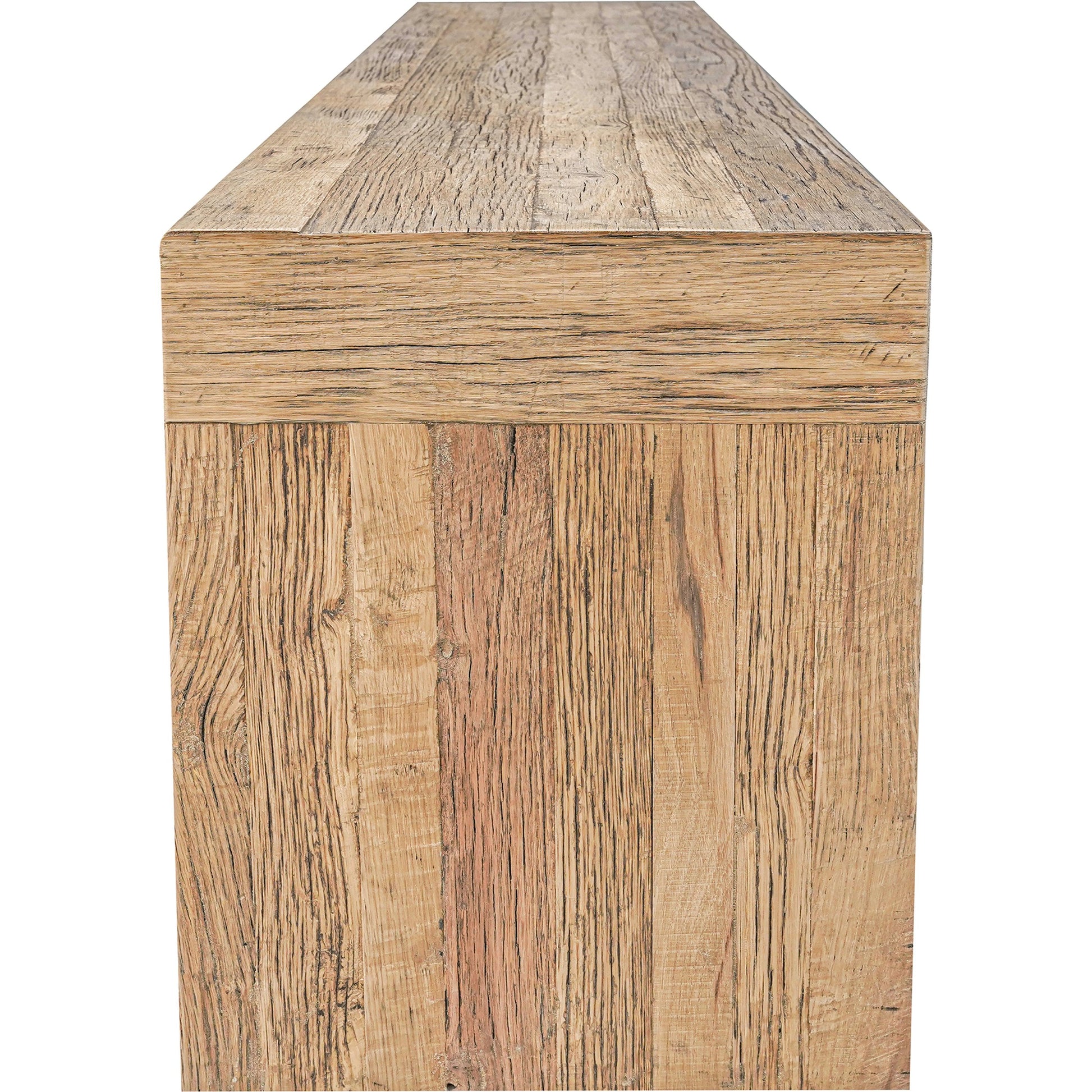 Evander Dining Bench by Moe's Home Collection in rustic brown. Made from solid reclaimed oak, plywood support in a modern style.