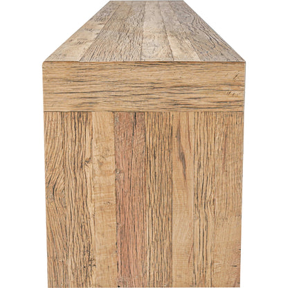 Evander Dining Bench by Moe's Home Collection in rustic brown. Made from solid reclaimed oak, plywood support in a modern style.