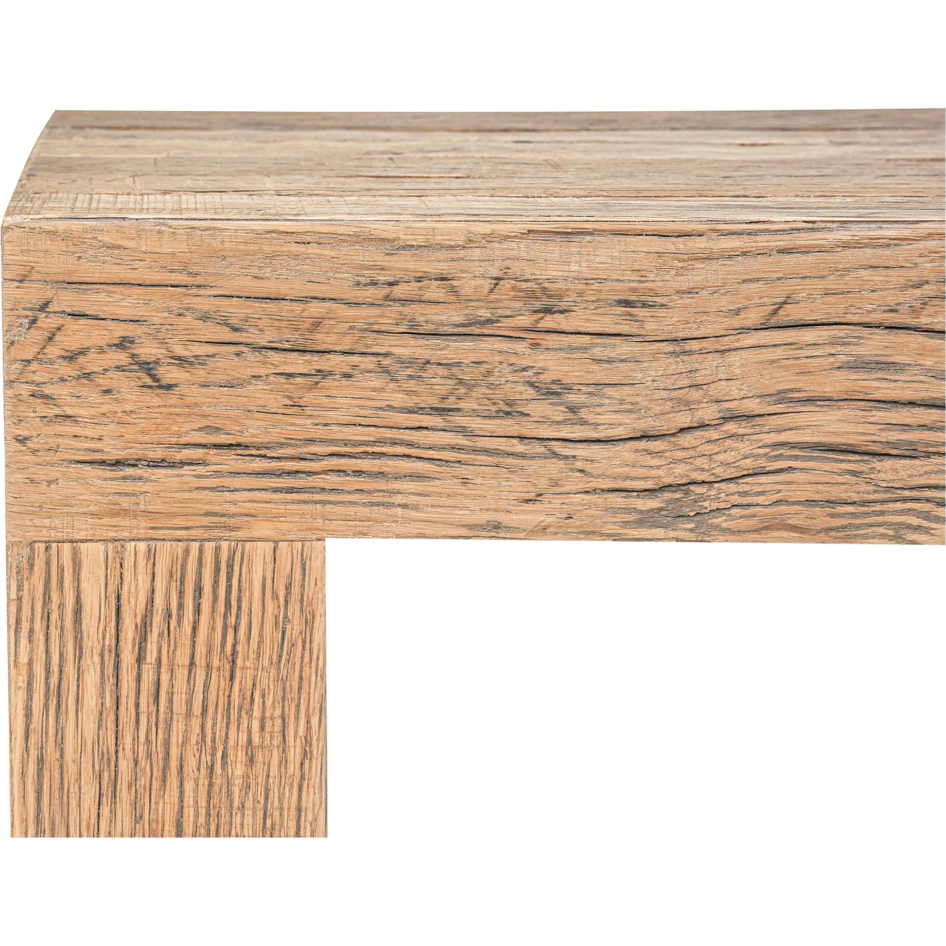 Evander Dining Bench by Moe's Home Collection in rustic brown. Made from solid reclaimed oak, plywood support in a modern style.