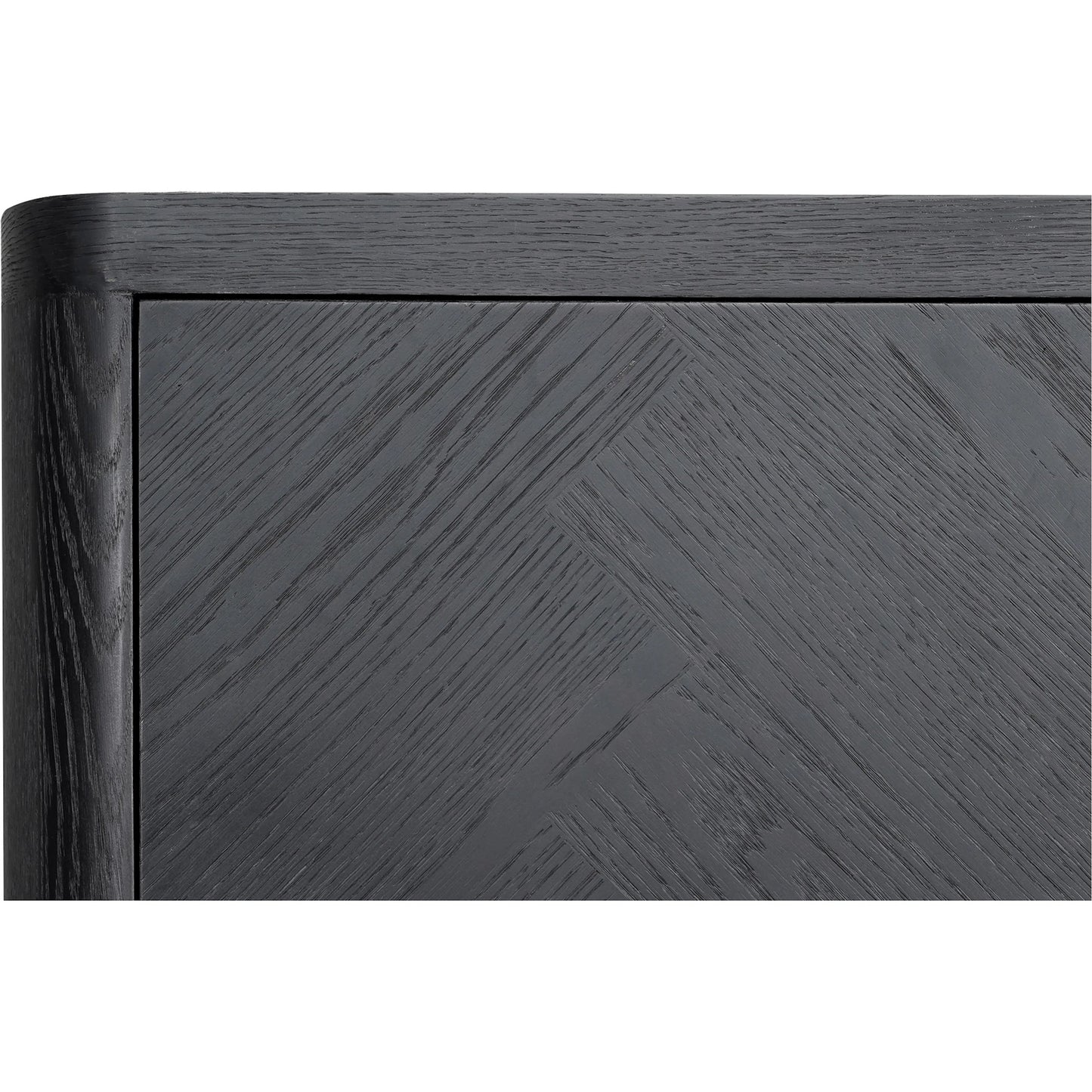 008 SI-2254078 | Closeup | William Sideboard by Moe's Home Collection in black. Made from oak veneer over mdf, metal handle in a modern style.