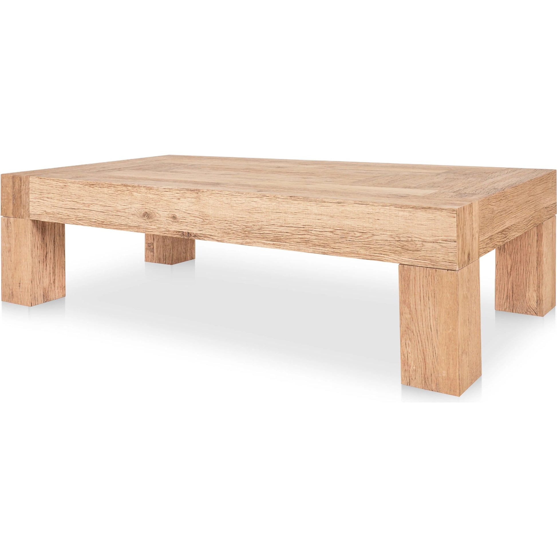 Evander Coffee Table by Moe's Home Collection in aged oak. Made from reclaimed oak, plywood in a transitional style.