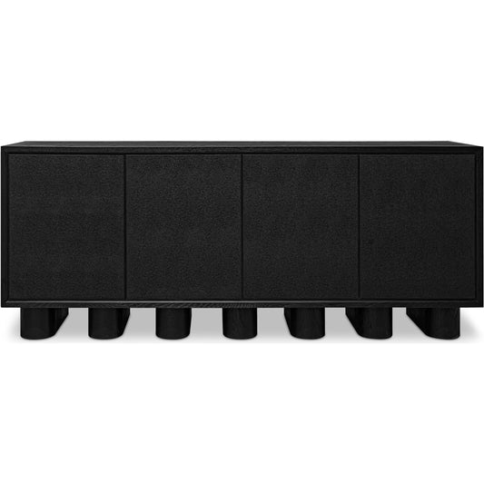 Marcelle Sideboard by Moe's Home Collection. Made from shagreen patterned polyurethane, solid oak frame, oak veneer over mdf top, side, metal in a unique style.