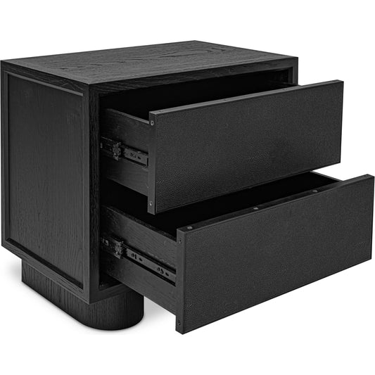 Marcelle Nightstand by Moe's Home Collection. Made from shagreen patterned polyurethane, solid oak frame, oak veneer over mdf top, side, metal in a unique style.