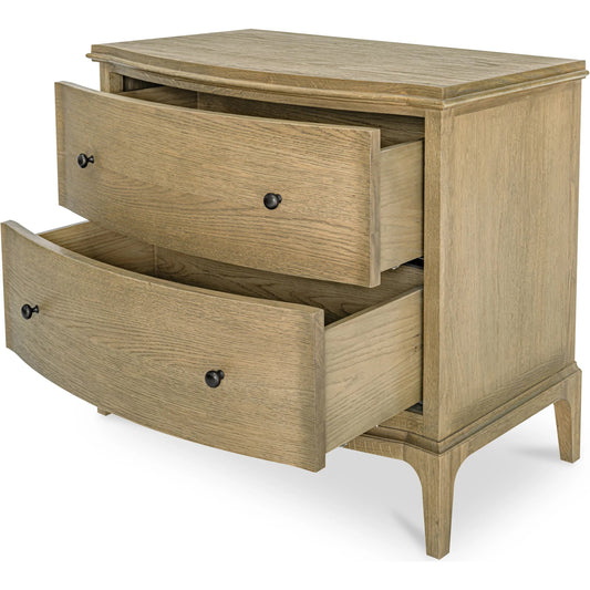 Sadie Nightstand by Moe's Home Collection in brown. Made from solid oak frame, oak veneer over plywood top, side, oak veneer drawer interior in a unique style.