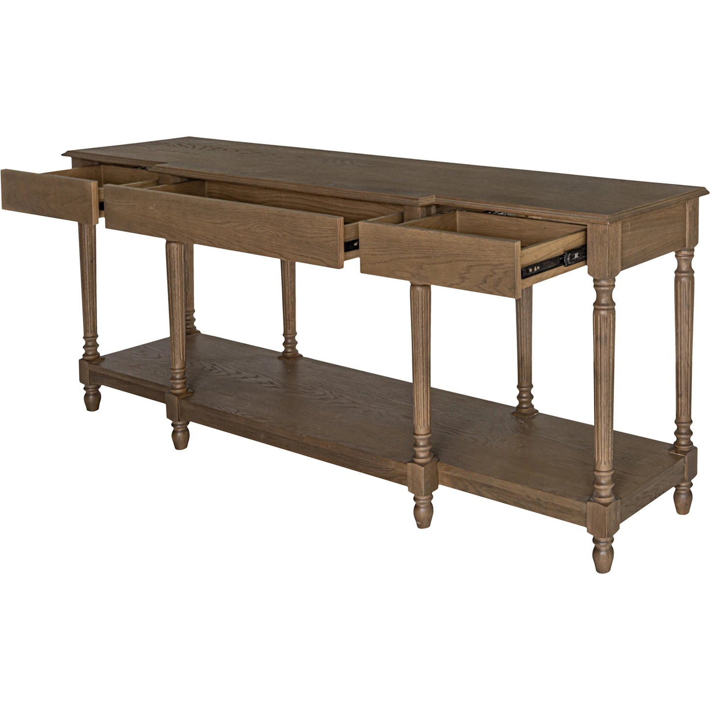 002 SI-2441506 | Additional Silo | Martha Console Table by Moe's Home Collection in brown. Made from solid oak frame, oak veneer over plywood top, oak veneer drawer interior in a traditional style.