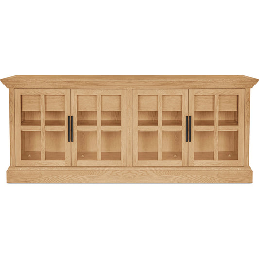 Raymond Sideboard by Moe's Home Collection in natural. Made from oak on frame, oak veneer on side, top, glass on the door in a unique style.