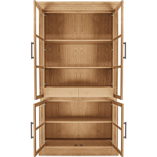 Raymond Tall Cabinet by Moe's Home Collection in natural. Made from oak on frame, oak veneer on side, top, glass on the door in a transitional style.