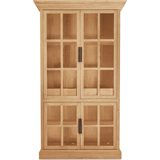 Raymond Tall Cabinet by Moe's Home Collection in natural. Made from oak on frame, oak veneer on side, top, glass on the door in a unique style.