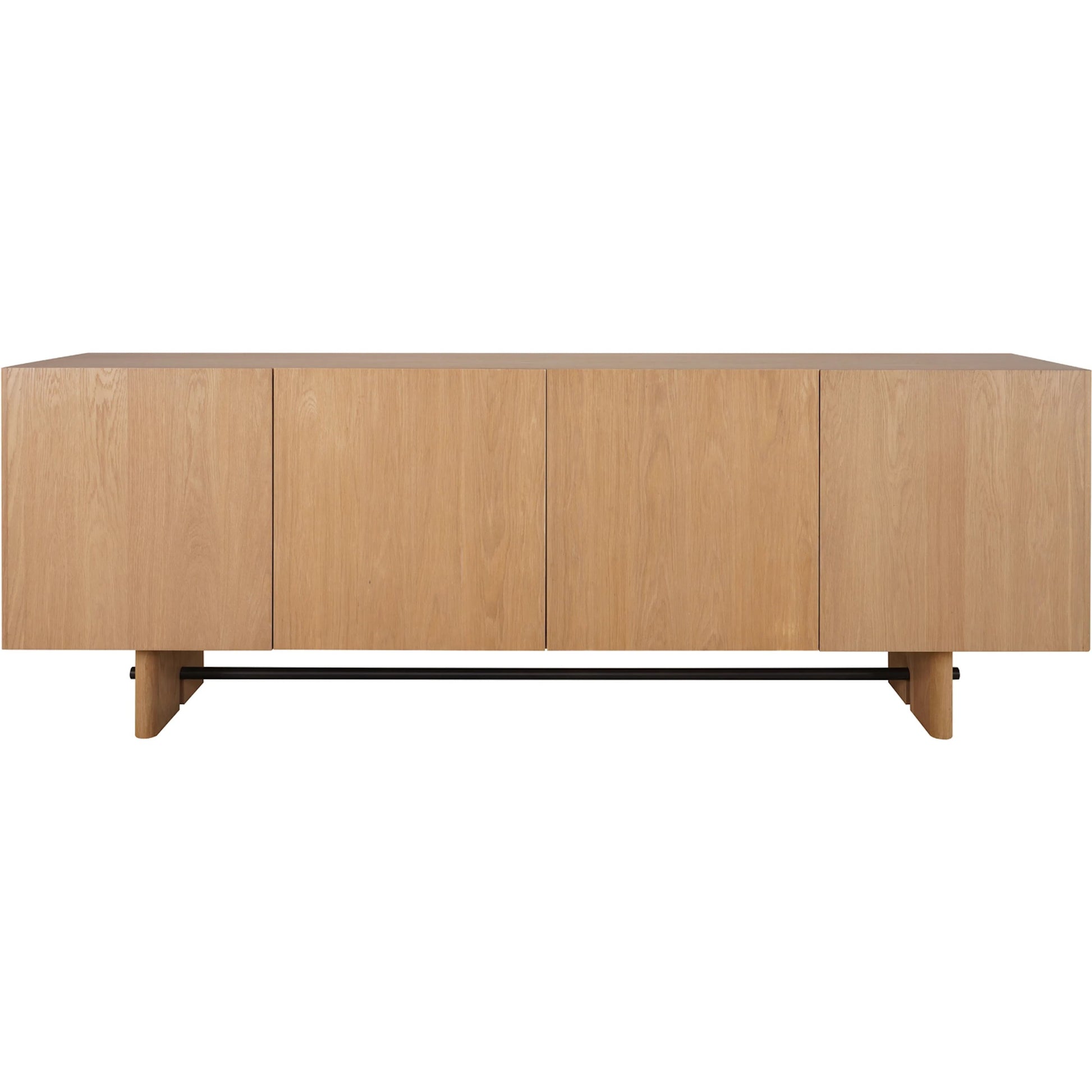 Madison Sideboard by Moe's Home Collection in natural oak. Made from solid oak tabletop, base edge, oak veneer over plywood tabletop, metal in a transitional style.