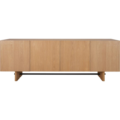 Madison Sideboard by Moe's Home Collection in natural oak. Made from solid oak tabletop, base edge, oak veneer over plywood tabletop, metal in a transitional style.