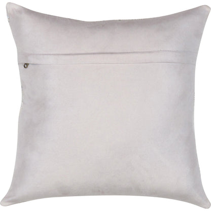 Safari Geometric Cowhide 17" Decorative Throw Pillow by Pasargad Home in silver. Made from cowhide in a modern style.