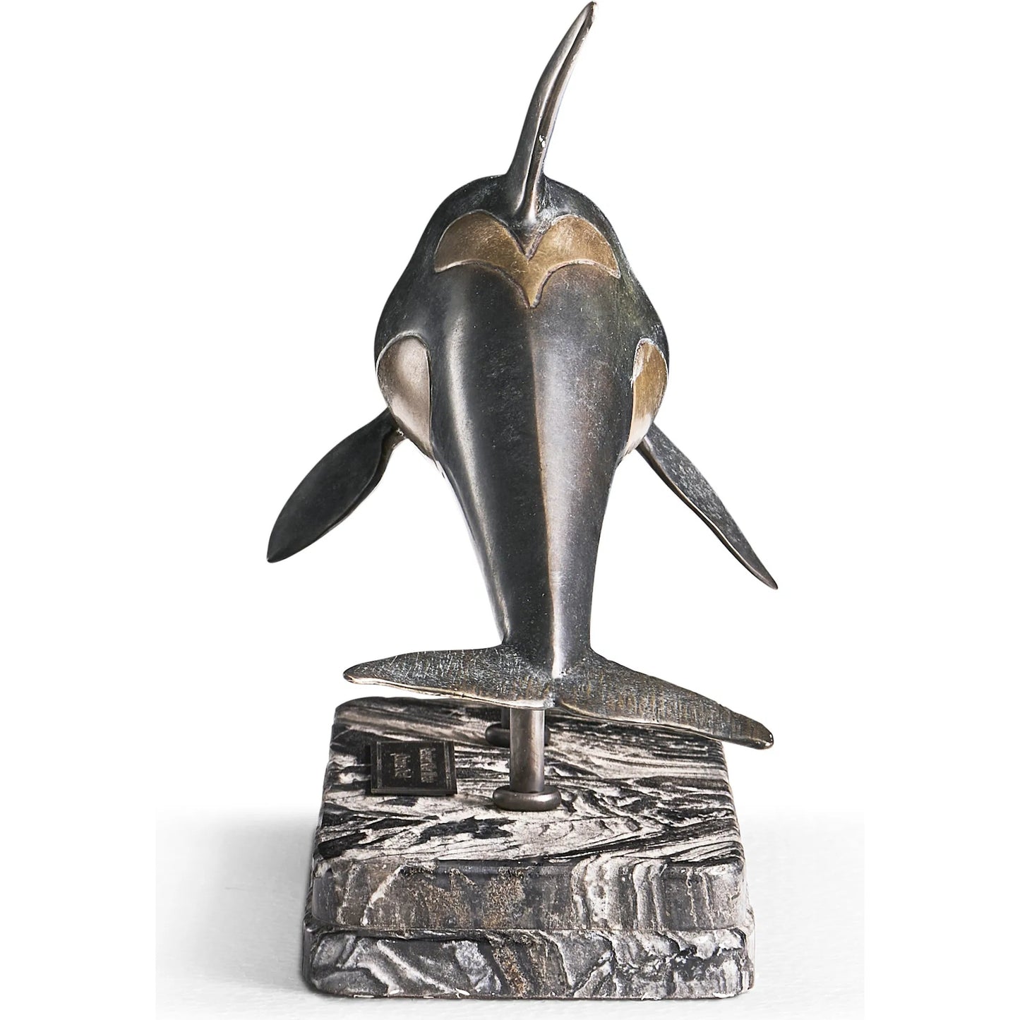008 SI-2535727 | Additional Silo | Killer Whale Bronze Statue with Marble Base by Jonathan Charles in dark rustic waxed bronze. Made from main brass in a unique style.