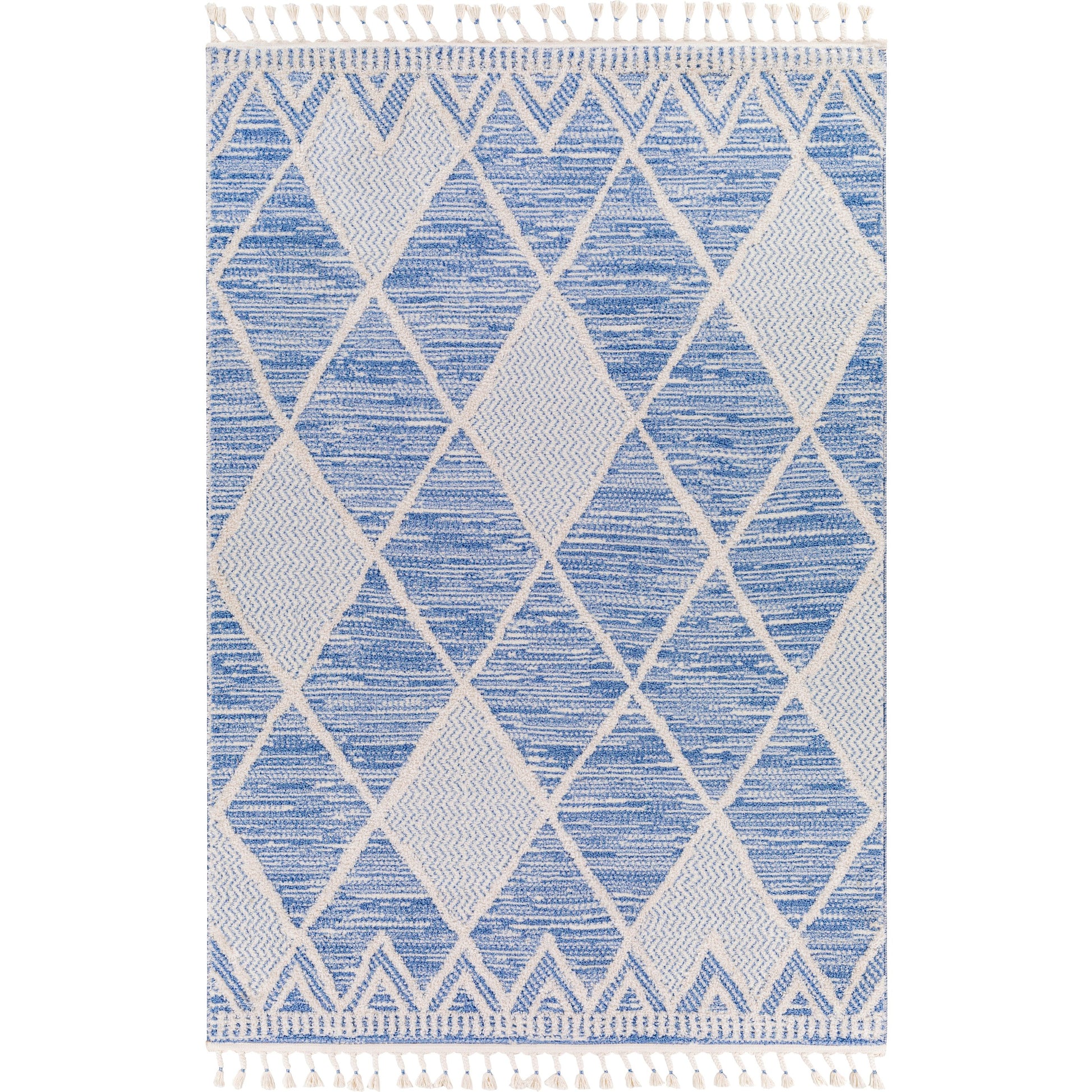 Valencia VLC-2302 Indoor/Outdoor Rug by Livabliss in dark blue, light blue, cream. Made from 70% polyester, 30% polypropylene in a modern style.