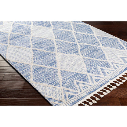 Valencia VLC-2302 Indoor/Outdoor Rug by Livabliss in dark blue, light blue, cream. Made from 70% polyester, 30% polypropylene in a modern style.