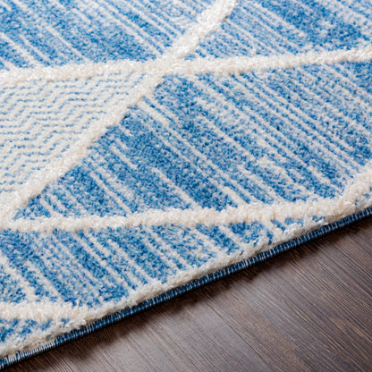 Valencia VLC-2302 Indoor/Outdoor Rug by Livabliss in dark blue, light blue, cream. Made from 70% polyester, 30% polypropylene in a modern style.