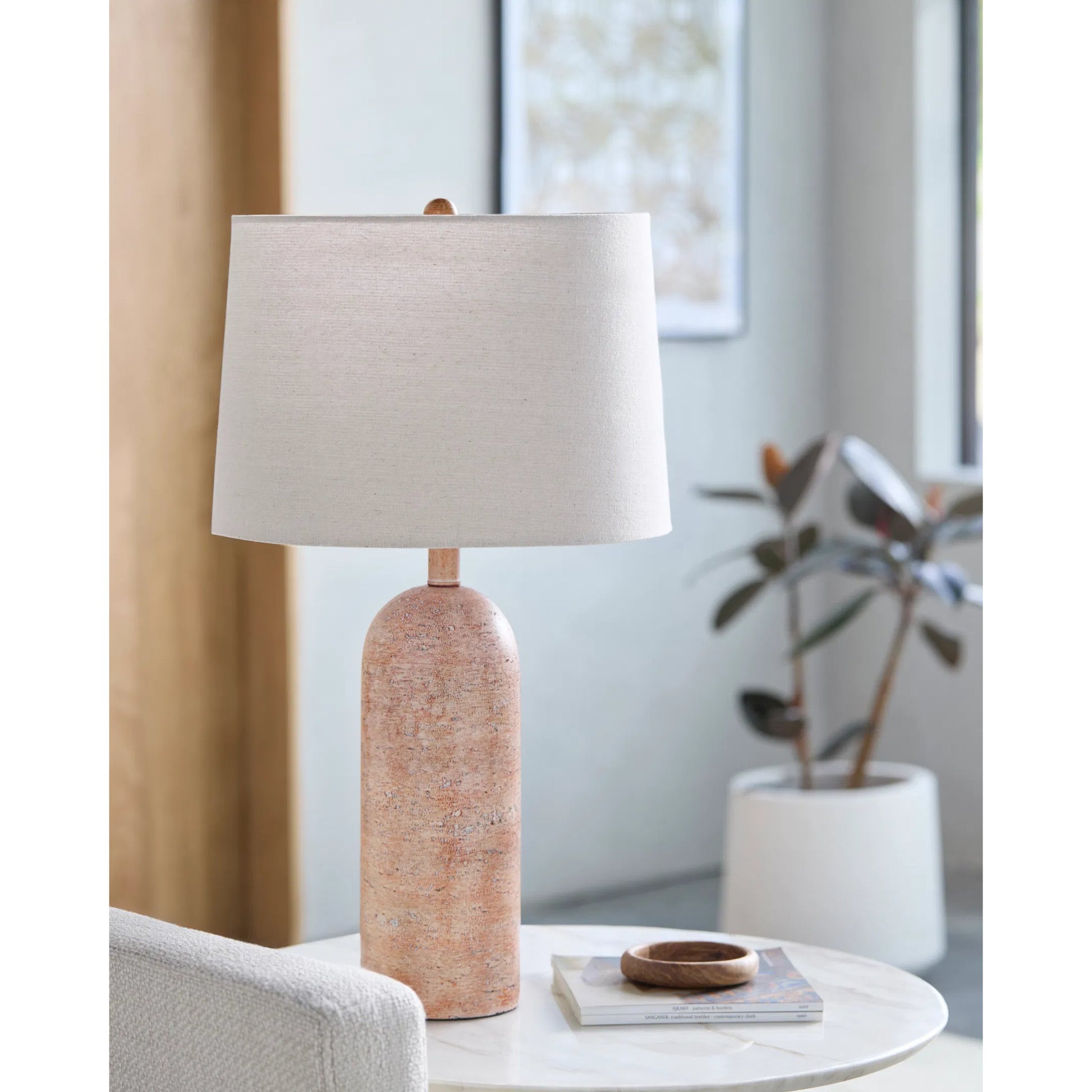 Valle Accent Table Lamp by Surya in paintedpainted. Made from resin, linen, plastic in a modern style.