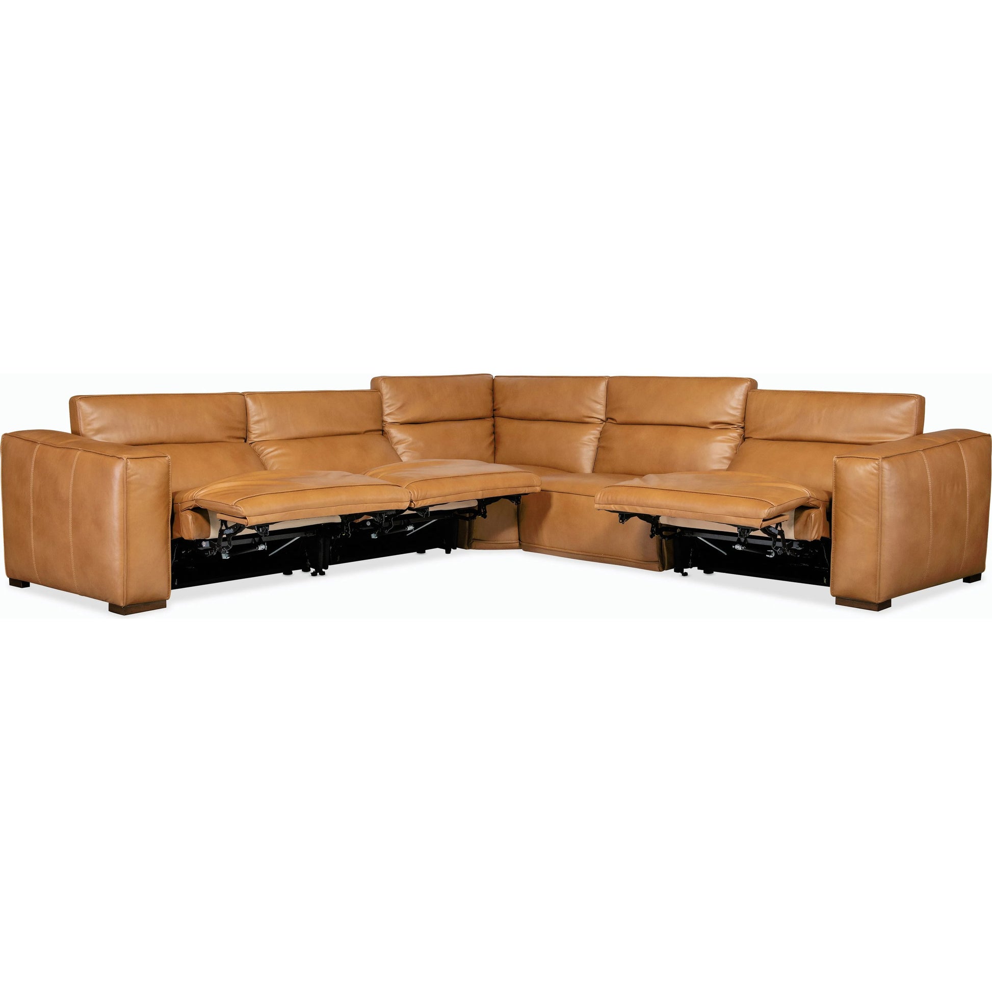 Fresco 5 Seat Sectional 3-PWR by Hooker Furniture in brown. Made from leather in a traditional style.