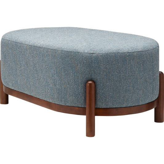 Valek Ottoman by Surya in blue. Made from polyester, rubber wood, polyester wrapped foam, polyfill in a unique style.