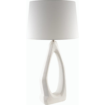 Vallis Accent Table Lamp - 535733 by Surya in white, translucent, metallic silver, metallic nickel and hand paintedplated. Made from resin, linen, polystyrene, iron in a modern style.