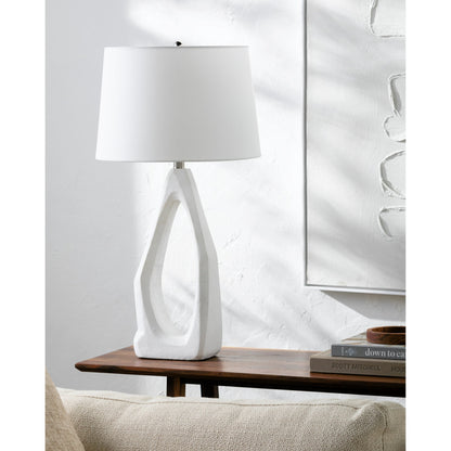 Vallis Accent Table Lamp - 535733 by Surya in white, translucent, metallic silver, metallic nickel and hand paintedplated. Made from resin, linen, polystyrene, iron in a modern style.
