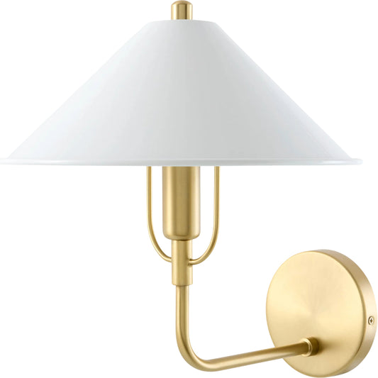 Vellari Wall Sconce by Surya in white, metallic brass, white, black and electroplated. Made from iron, linen, polystyrene in a unique style.