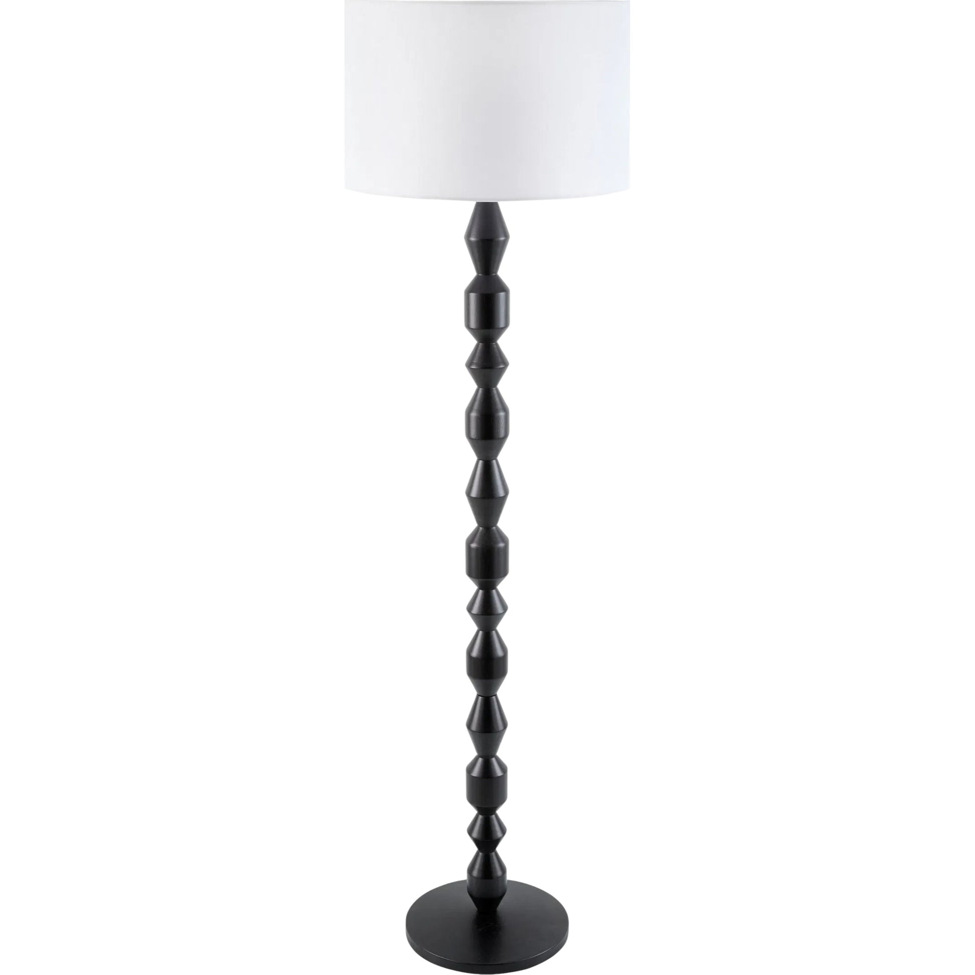Velorian Accent Floor Lamp by Livabliss in white, black, translucent and painted. Made from rubber wood, linen in a unique style.