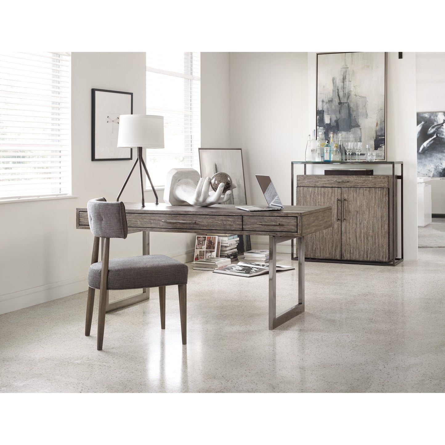 009 SI-1748797 | Lifestyle | Curata Upholstered Chair by Hooker Furniture in grey and mountain modern, graphite. Made from fabric in a modern style.