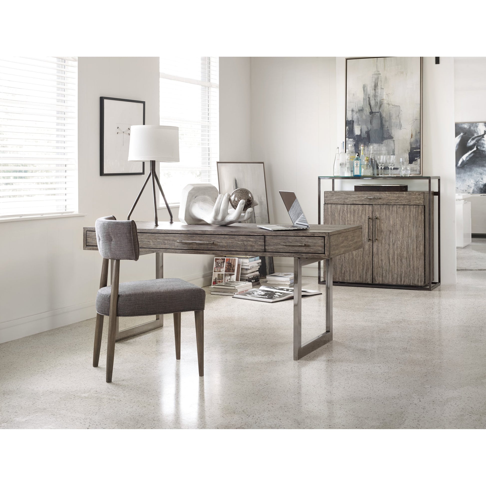 Curata Upholstered Chair by Hooker Furniture in grey and mountain modern, graphite. Made from fabric in a modern style.