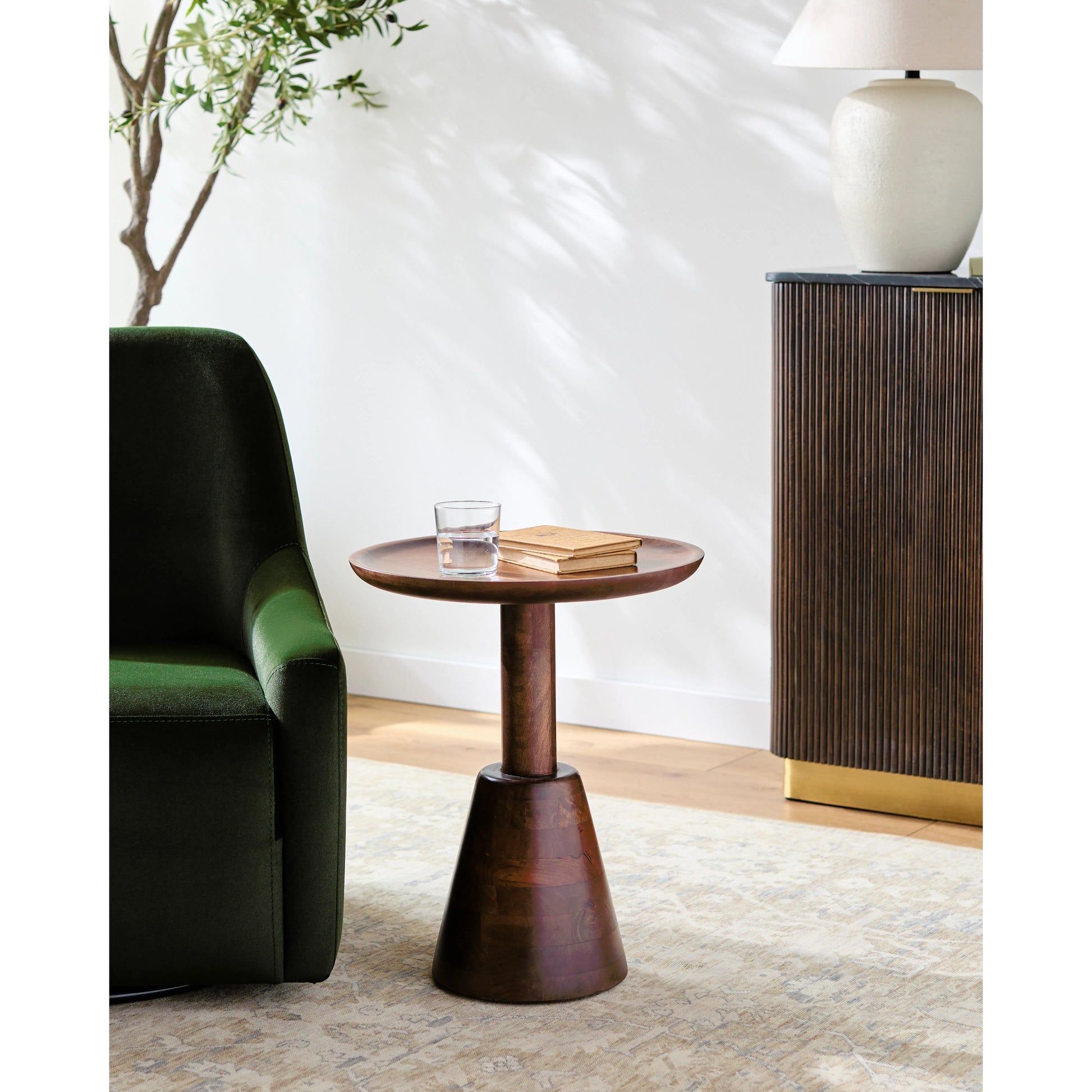 Maeve - 500554 by Surya in dark brown, brown and wood finish, polished. Made from top: mango wood, base: mango wood in a rustic style.