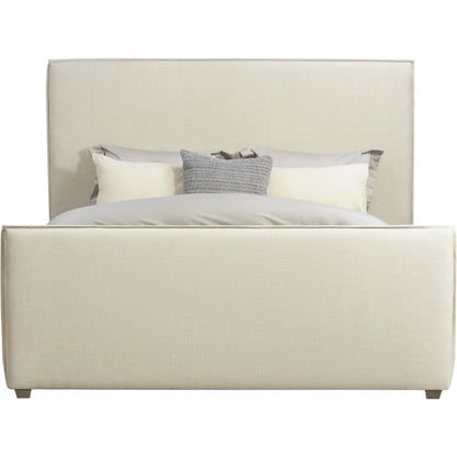 Zest Flanged Upholstered Bed by Zest in beige, flax and cream. Made from rubberwood, fabric in a modern style.