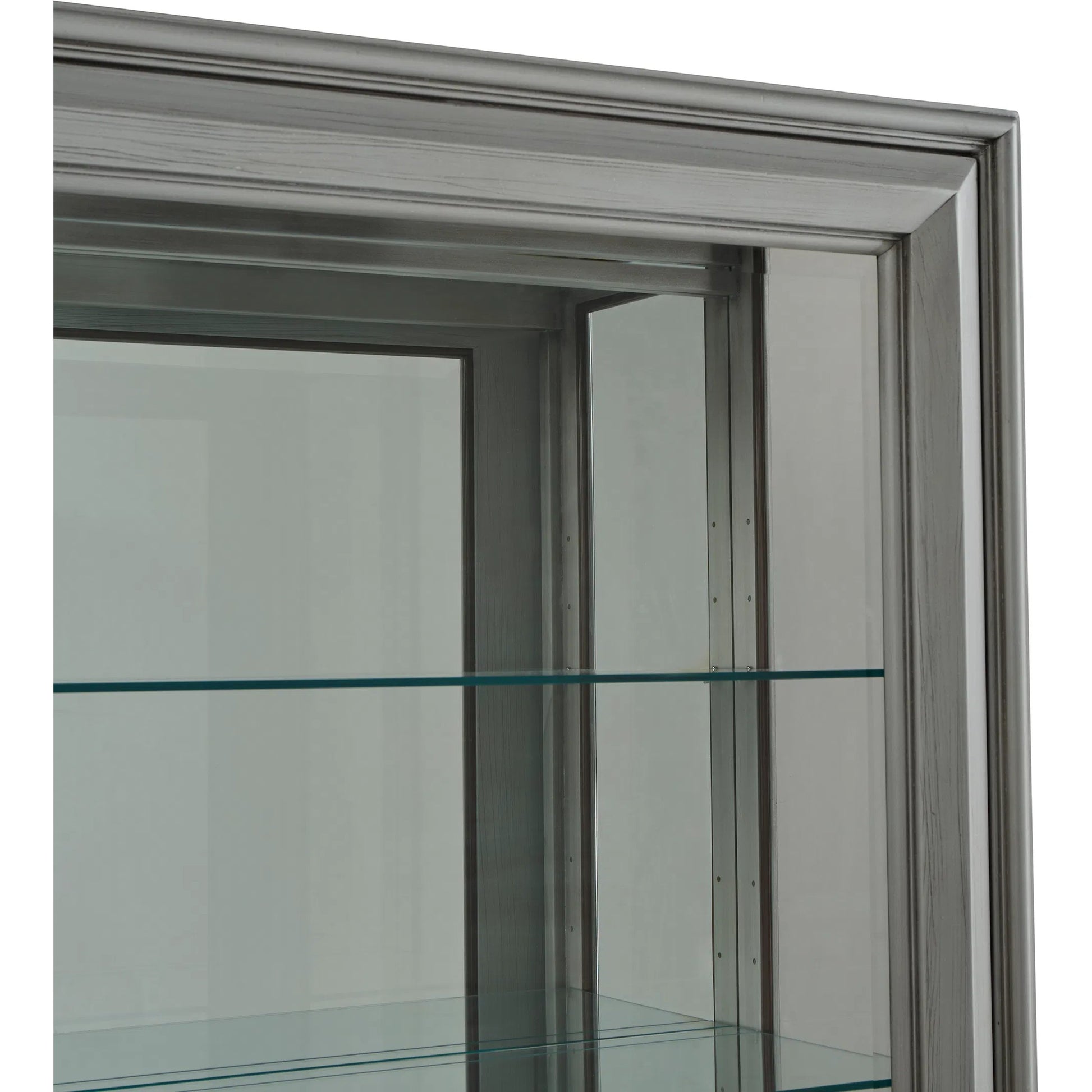 Traditional Sliding Door Curio by Pulaski Furniture in gray. Made from birch wood in a modern style.