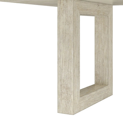 Cotiere Extension Dining Table by A.R.T. Furniture in linen. Made from parawood solids, mixed split cathedral, quarter white oak veneers, fabric in a transitional style.