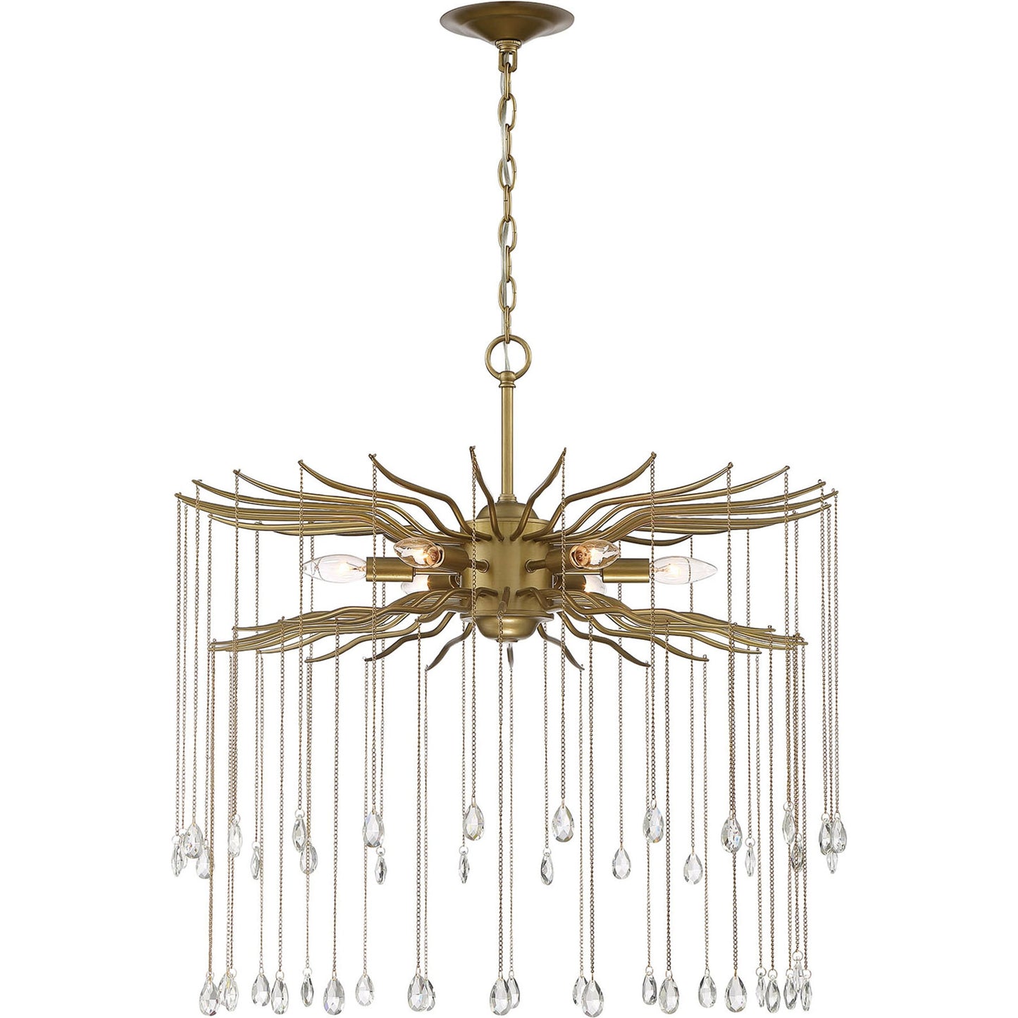 001 SI-1965985 | Primary Silo | Lark 6-Light Chandelier by Lumanity in brass. Made from iron, crystal in a modern style.
