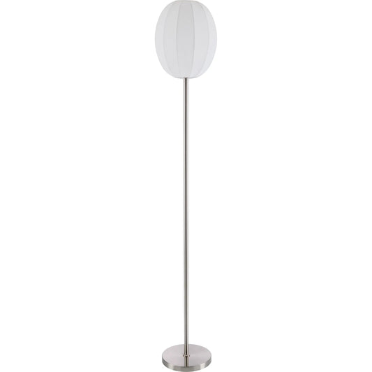 Vamo Accent Floor Lamp by Livabliss in body: metallic - nickel; base: metallic - nickel; shade: white; cord: translucent and platedplated. Made from iron, linen in a unique style.