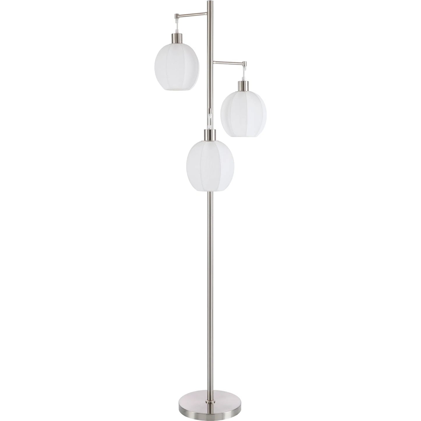 001 SI-2258386 | Primary Silo | Vamo Accent 3 Bulb Floor Lamp by Livabliss in nickel and plated. Made from iron, linen in a transitional style.