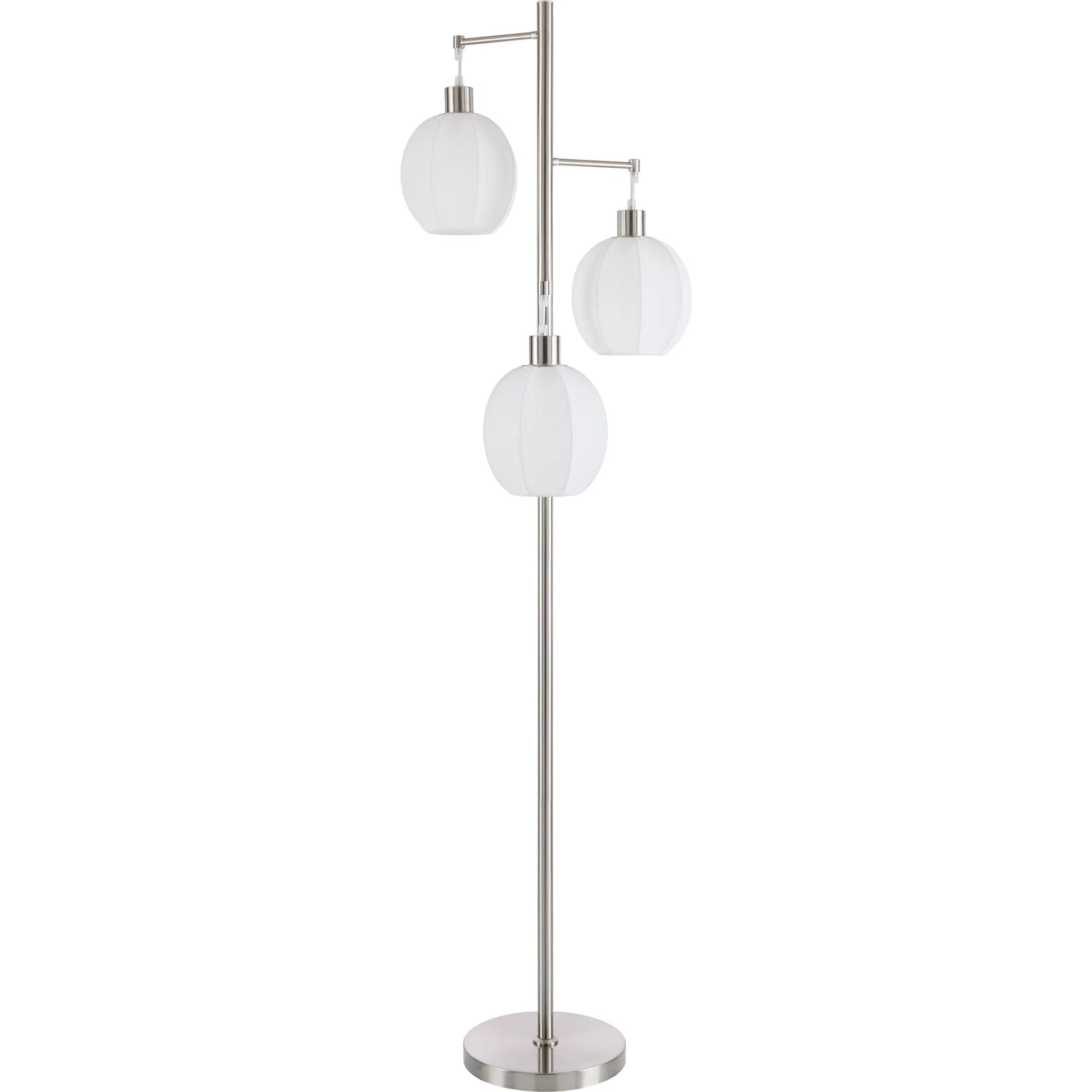 Vamo Accent 3 Bulb Floor Lamp by Livabliss in nickel and plated. Made from iron, linen in a transitional style.