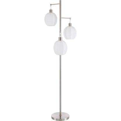 Vamo Accent 3 Bulb Floor Lamp by Livabliss in nickel and plated. Made from iron, linen in a transitional style.