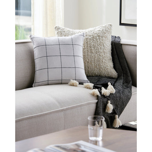Vermont Pillow - 481780 by Surya in ivory, charcoal. Made from front: 100% linen, back: 100% linen in a modern style.