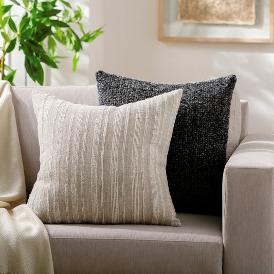 Vermont Pillow - 481785 by Surya in taupe, ivory. Made from linen, cotton in a modern style.